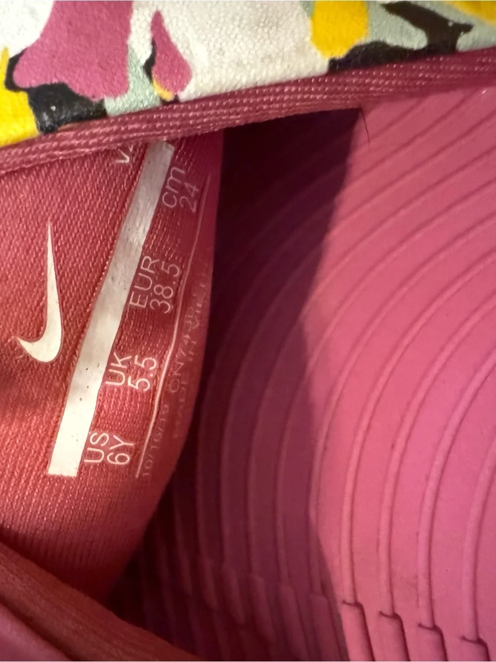 Nike Pink Slides with Yellow & Black Camo Strap